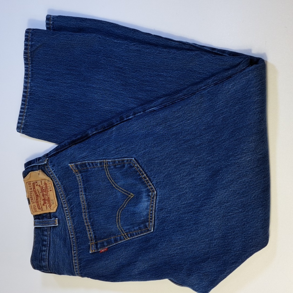 Levi's 501 Straight Leg Button Fly Blue Jeans Men's Size W41 L30 - Picture 3 of 16